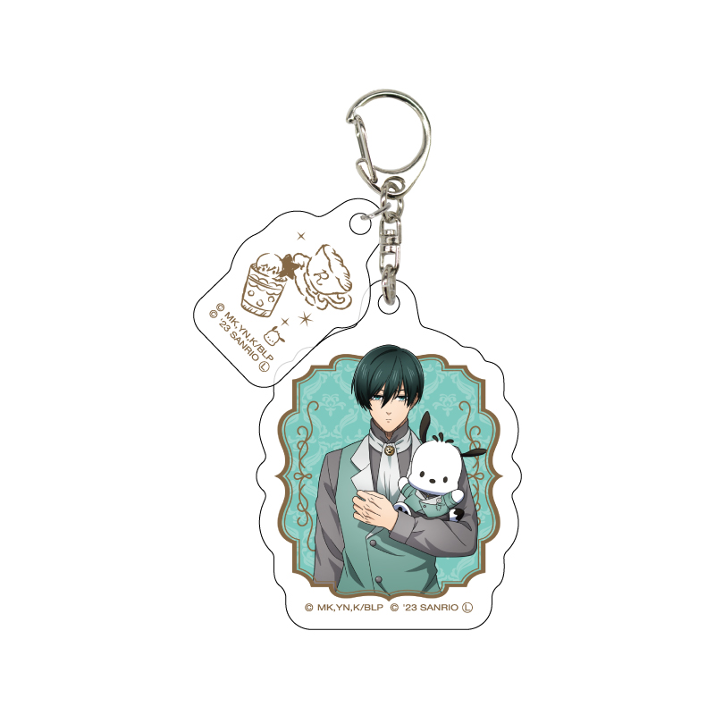 Acrylic Key Chain with Parts "Blue Lock" x Sanrio Characters 07 Itoshi Rin x Pochacco (Original Illustration)