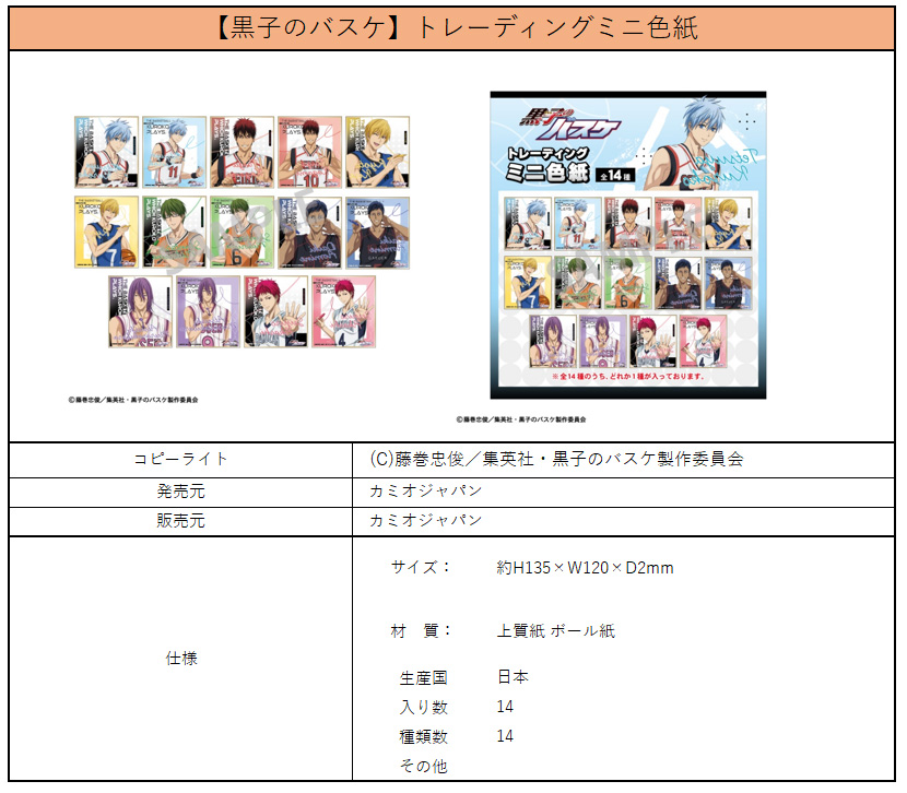 "Kuroko's Basketball" Trading Mini Shikishi Autograph