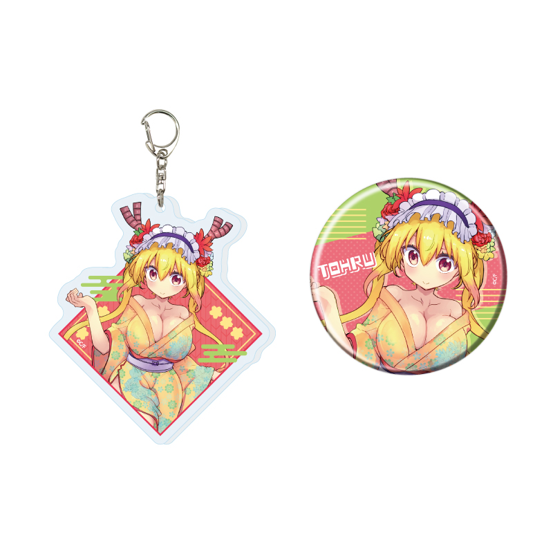 Acrylic Key Chain & Can Badge Set "Miss Kobayashi's Dragon Maid" 01 Tohru Kimono Ver. (Original Illustration)