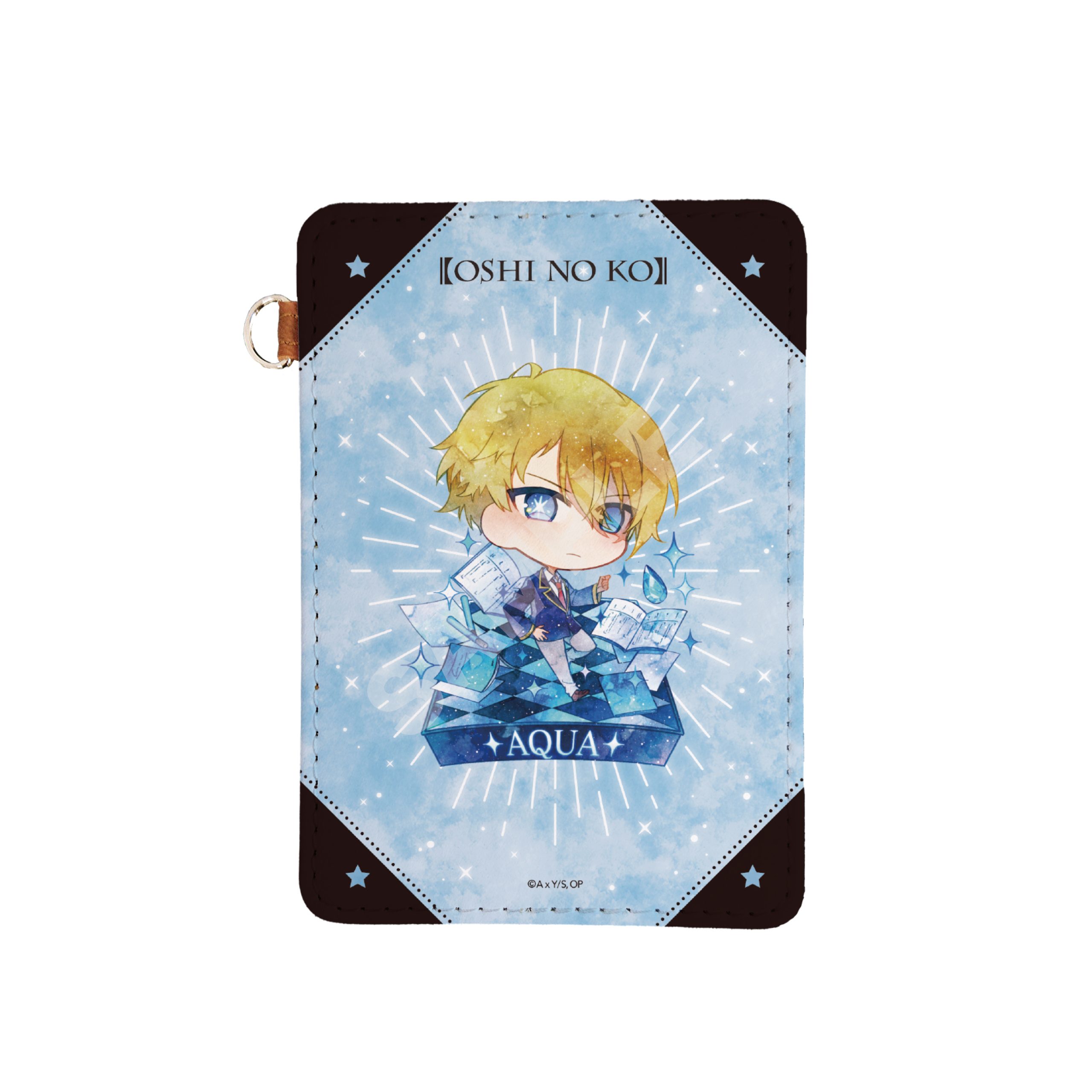 "Oshi no Ko" Chara Deru Art Leather Pass Case 02 Aqua